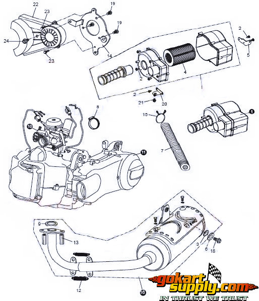 7150 Engine, Muffler, Carb